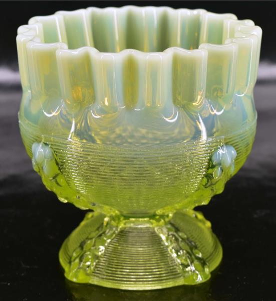 Northwood / Dugan Vaseline Glass Button Panels (1 of 6)