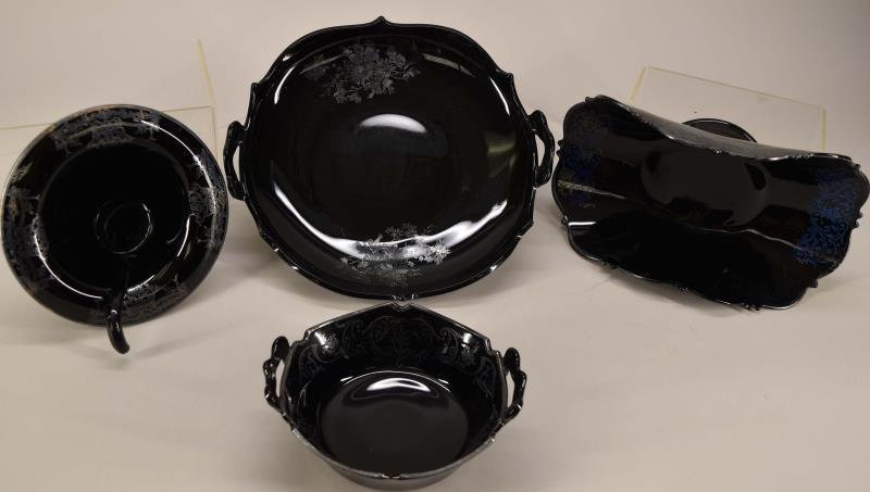Black Amethyst & Silver Overlay Serving Dishes (1 of 6)