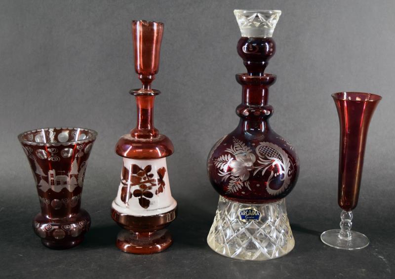 Ruby Cut To Clear Czech Decanter By Arcadia (1 of 7)