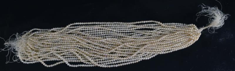 28 Strands Of Cultured Fresh Water Pearls: Featuring 28 Strands Of Cultured Fresh Water Pearls, Each Strand Measures 16" In A White Lustre, Each Pearl Is Approximately 4mm X 5mm.