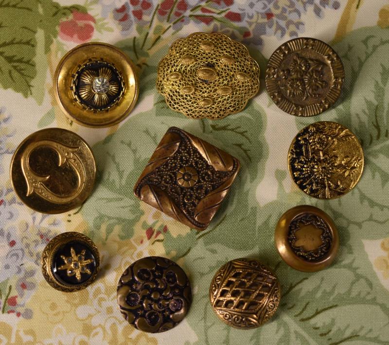 Ten Brass Pattern And Picture Buttons (1 of 10)