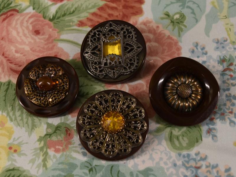 Four Bakelite & Escutcheon Buttons (1 of 9)