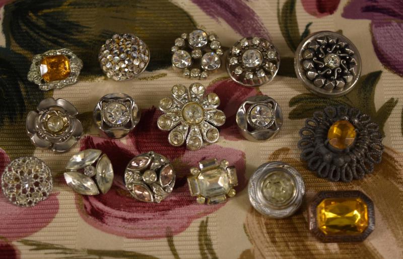 Sixteen Rhinestone And Paste Buttons (1 of 8)