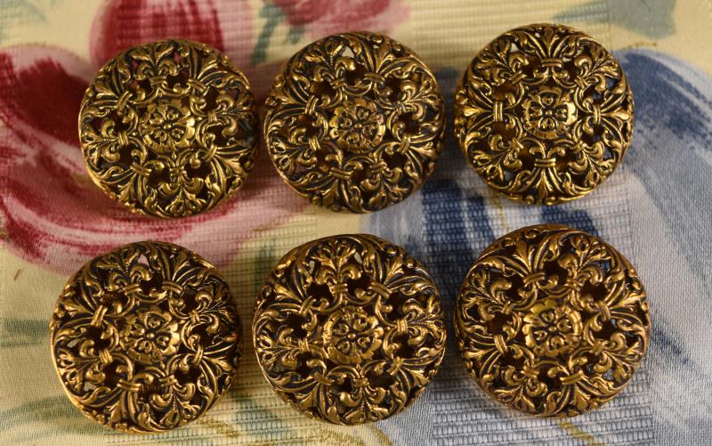 Six Brass Cricket Cage Buttons (1 of 4)