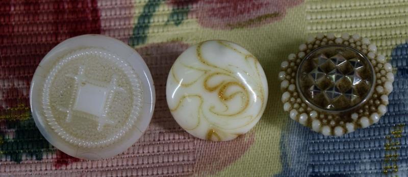 Three White Glass Buttons (1 of 8)