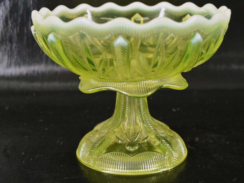 Vaseline Opalescent Cactus Compote (1 of 4)