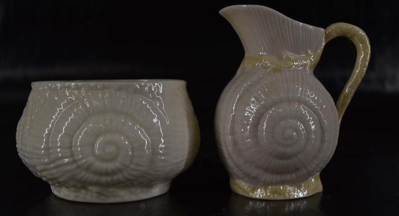 Belleek Spiral Shell Creamer & Sugar (1 of 5)