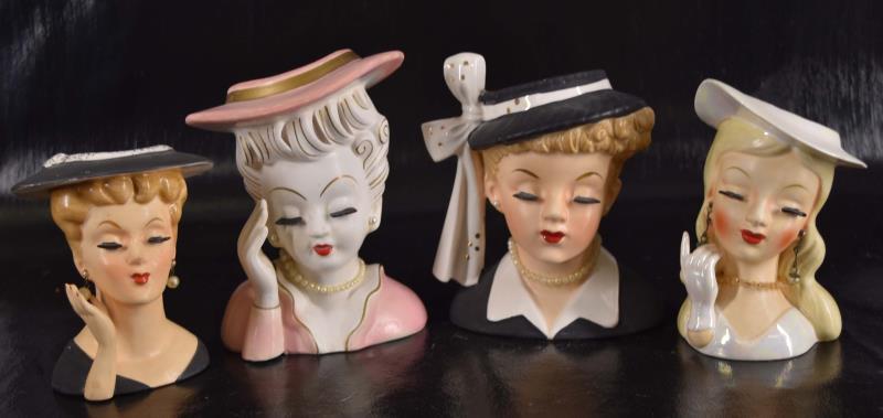Napco & Lefton Lady Head Vases (1 of 6)