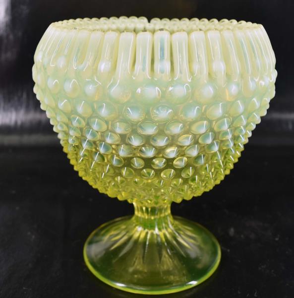 Vaseline Opalescent Hobnail Compote (1 of 3)