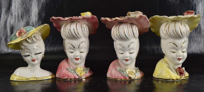 Four Lefton Lady Head Vases (1 of 14)
