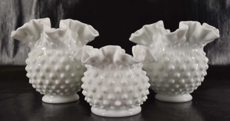 Fenton White Milk Glass Hobnail Vases (1 of 5)