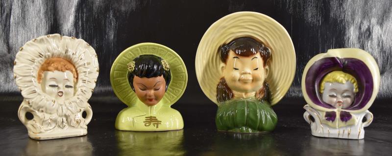 Four Lady Head Wall Pockets (1 of 8)