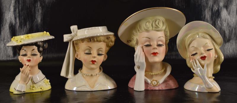 Four Lady Head Vases (1 of 8)