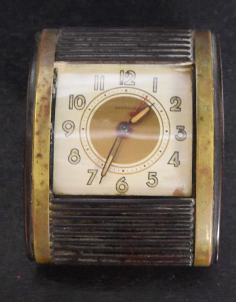 Westclox Bakelite Traveling Alarm Clock: Featuring The Westclox Traveling Alarm Clock In Chocolate Bakelite. Tested And Guaranteed To Be Bakelite. The Alarm Clock Is Working And Keeps Accurate Time, Need Cleaned.