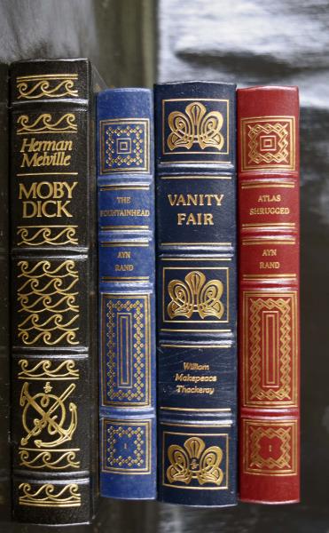 Books (4) Easton Press 100 Greatest: Featuring Atlas Shrugged, Vanity Fair, The Fountainhead And Moby Dick. All In Good Condition.