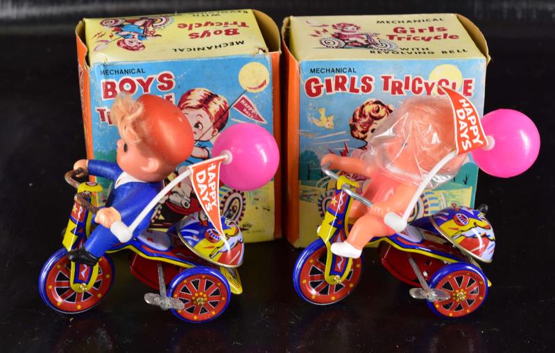 Boy And Girl Tricycle Wind-up Toys: Featuring The Boy & Girl Wind-up Tricycle Ts, Working In The Original Box.