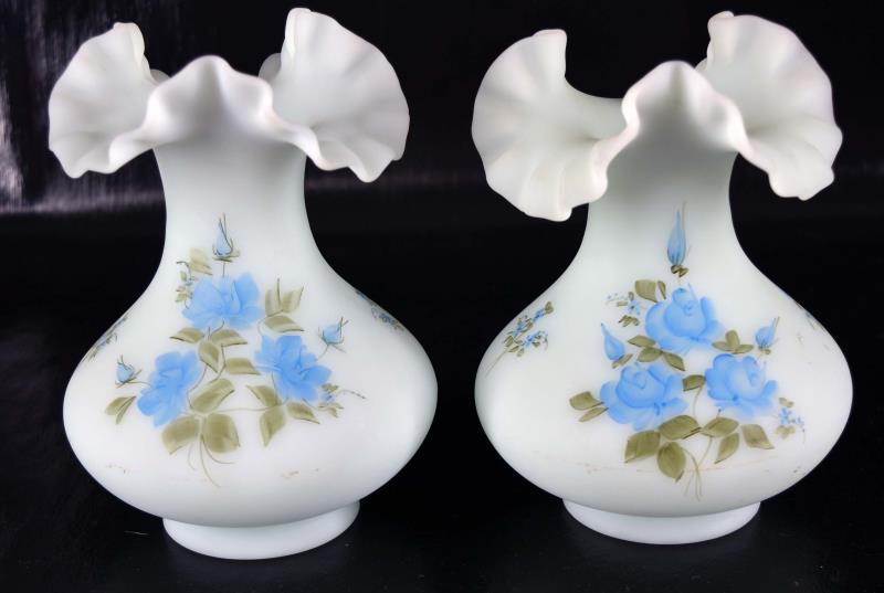 Pair Of Fenton Hand Painted Cabinet Vases (1 of 7)