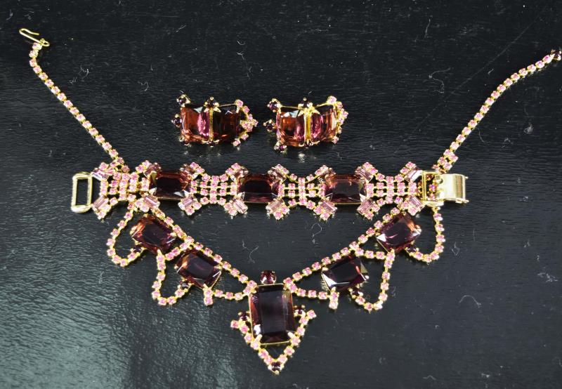Vintage Purple Rhinestone Demi-parure Set (1 of 5)