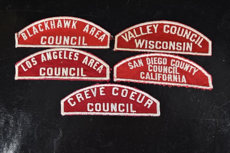 Vintage Red & White Boy Scout Council Patches (1 of 2)