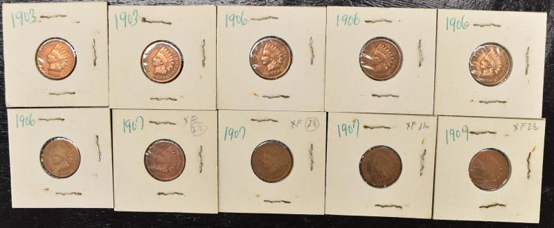 10 Indian Head Pennies Between 1903-1907 (1 of 8)