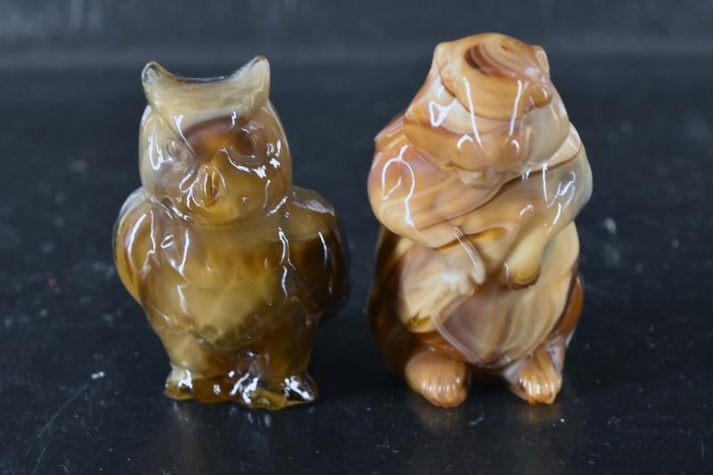 Pair Of  Imperial Brown Slag Glass Figurines (1 of 5)