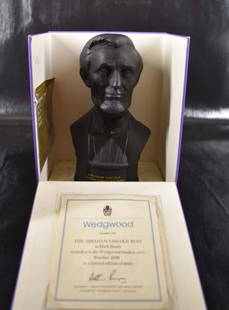 Wedgwood Abraham Lincoln Basalt Bust: Featuring A Limited Edition Wedgwood Abraham Lincoln Black Basalt Bust. Made Of A Matte Black Finish Bust With Gilded Writing On The Base Of Abraham Lincoln's Time Of Presidency Of The United States.