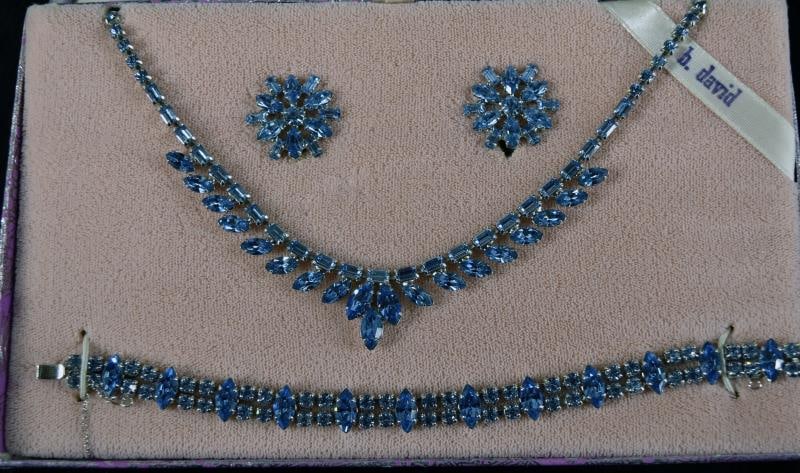 B. David Demi Parure Blue Rhinestone Set (1 of 6)