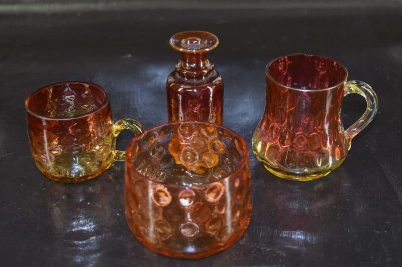 Amberina Thumbprint Table Articles (1 of 5)