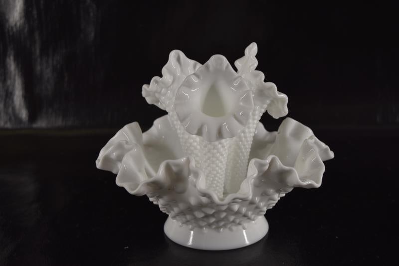 Fenton White Hobnail Epergne (1 of 5)