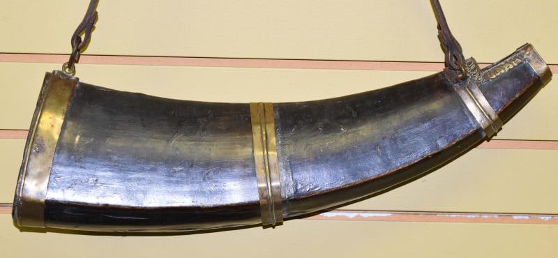 Large Brass Antique Powder Horn (1 of 7)