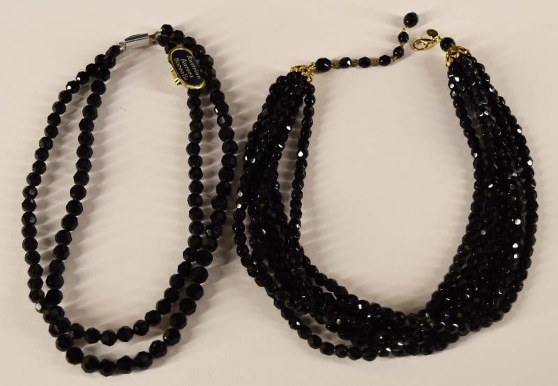 Austria & Robert Rose Black Faceted Bead Necklaces (1 of 7)