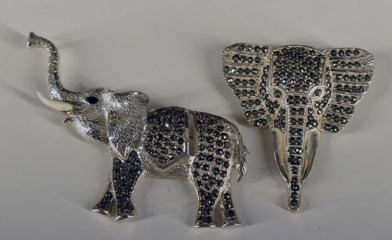 Sterling Silver & Marcasite Elephant Pins/brooches (1 of 5)
