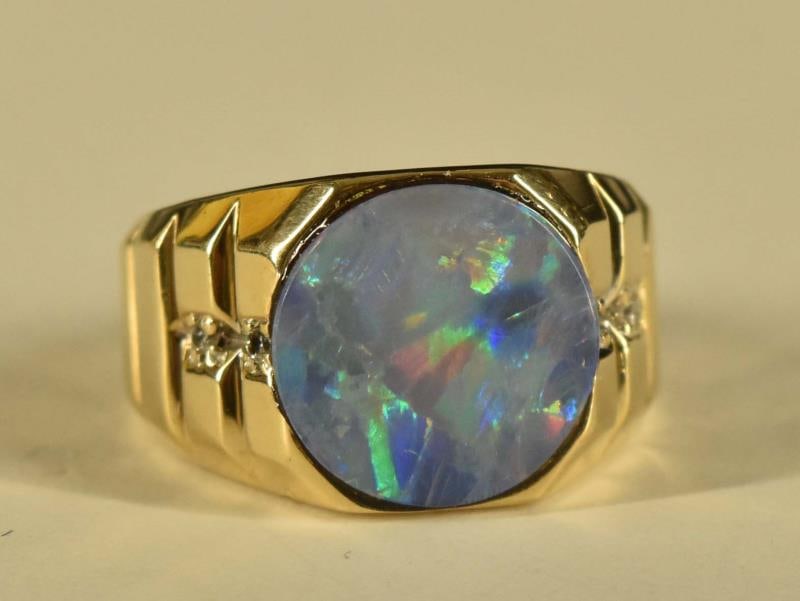 10k Yellow Gold Opal & Diamond Ring (1 of 5)