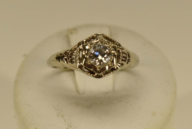 14k White Gold & Diamond Filigree Ring (1 of 5)