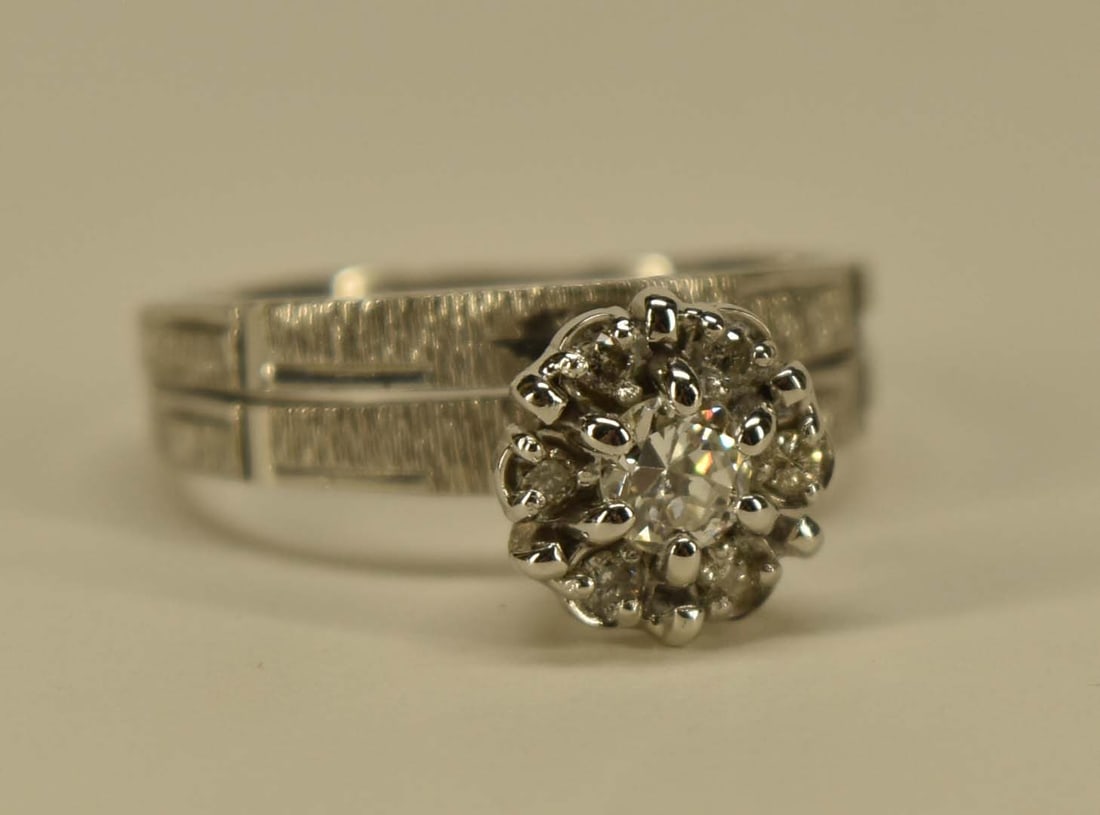 14k White Gold And Diamond Cluster Cocktail Ring (1 of 5)