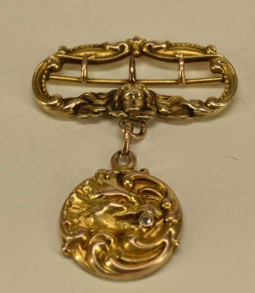 Victorian 14k Yellow Gold Ribbon Pin (1 of 6)