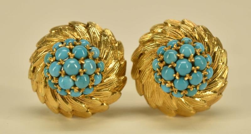 18k Yellow Gold & Turquoise Cuff Links (1 of 5)