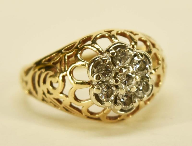14k Yellow Gold & Diamond Floral Cluster Ring (1 of 4)