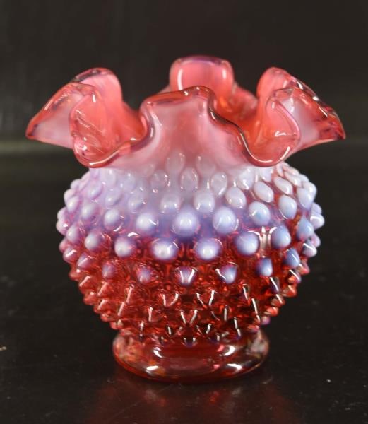 Fenton Cranberry Opalescent Ruffled Vase (1 of 6)