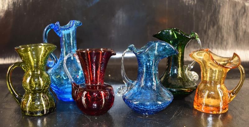 Rainbow Crackle Glass Ewers And Pitchers (1 of 9)