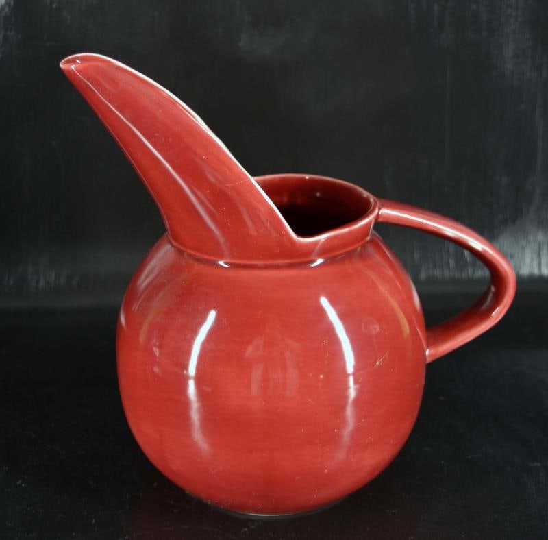 Paden City Pottery Greenbrier Maroon Water Pitcher (1 of 5)