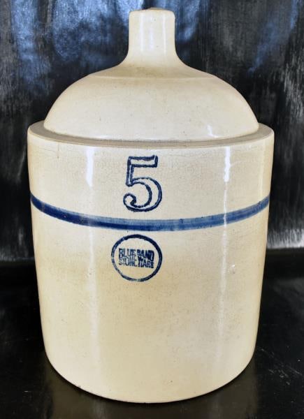 5 Gallon Blue Band  Crock Jug (1 of 4)