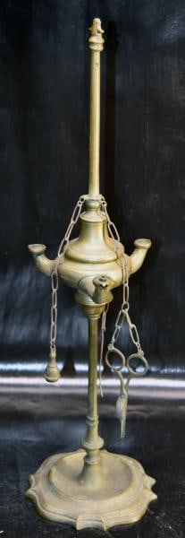 Antique Brass Lucerne 3 Wick Oil Lamp (1 of 6)