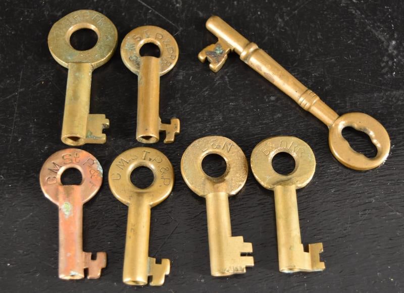 Six Brass Railroad Keys (1 of 1)