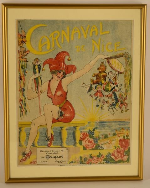 1927 Carnaval De Nice Peugoet Poster (1 of 4)