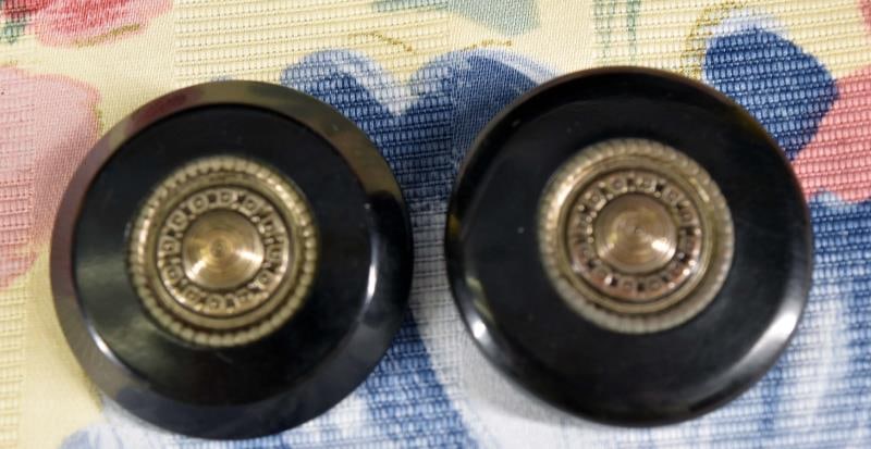 Pair Of Bakelite & White Metal Escutcheon Buttons (1 of 3)