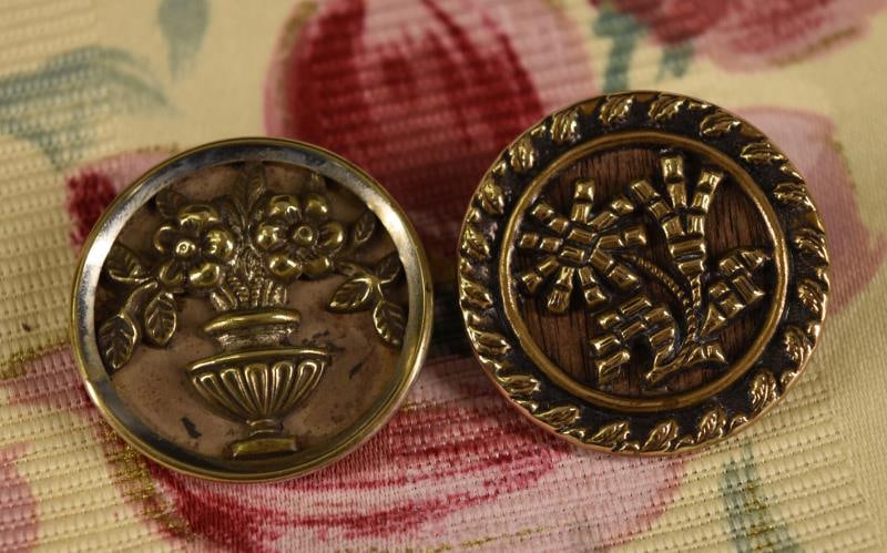 Two Wood Back Brass Picture Buttons (1 of 5)