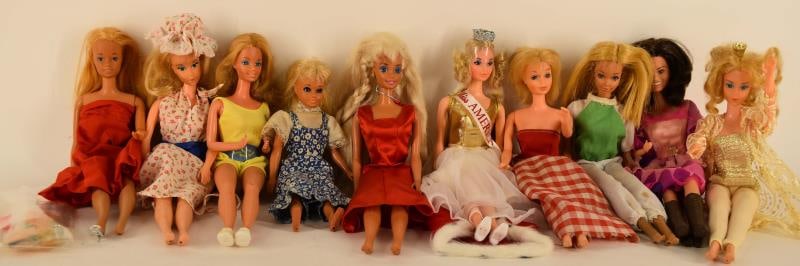 Group Of 60's And 70's Barbie Dolls: Featuring Ten Barbie Dolls From The 1960's And 1970's Including A Miss America. Dolls Measure From 9" To 12" Tall.