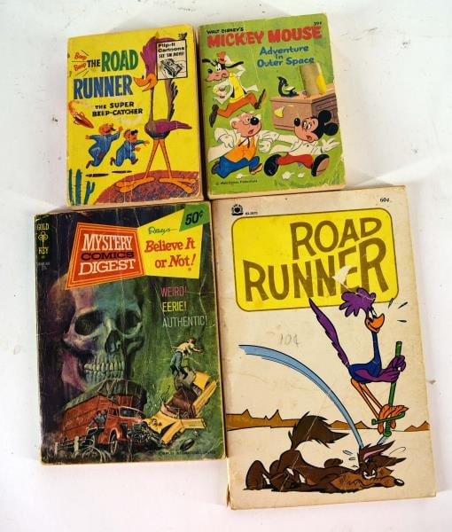 Children's Comic Books & Mystery Comics Digest: Featuring Four Comic Books, Road Runner, Mickey Mouse And Mystery Comics #10.