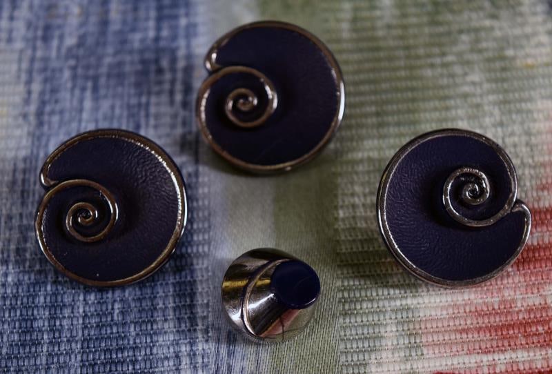 Four Art Deco Blue Glass Buttons (1 of 5)